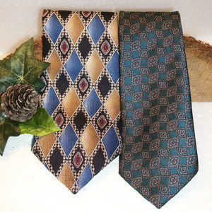 WEMBLEY Mens Ties 100% Silk Lot of 2 Made in USA